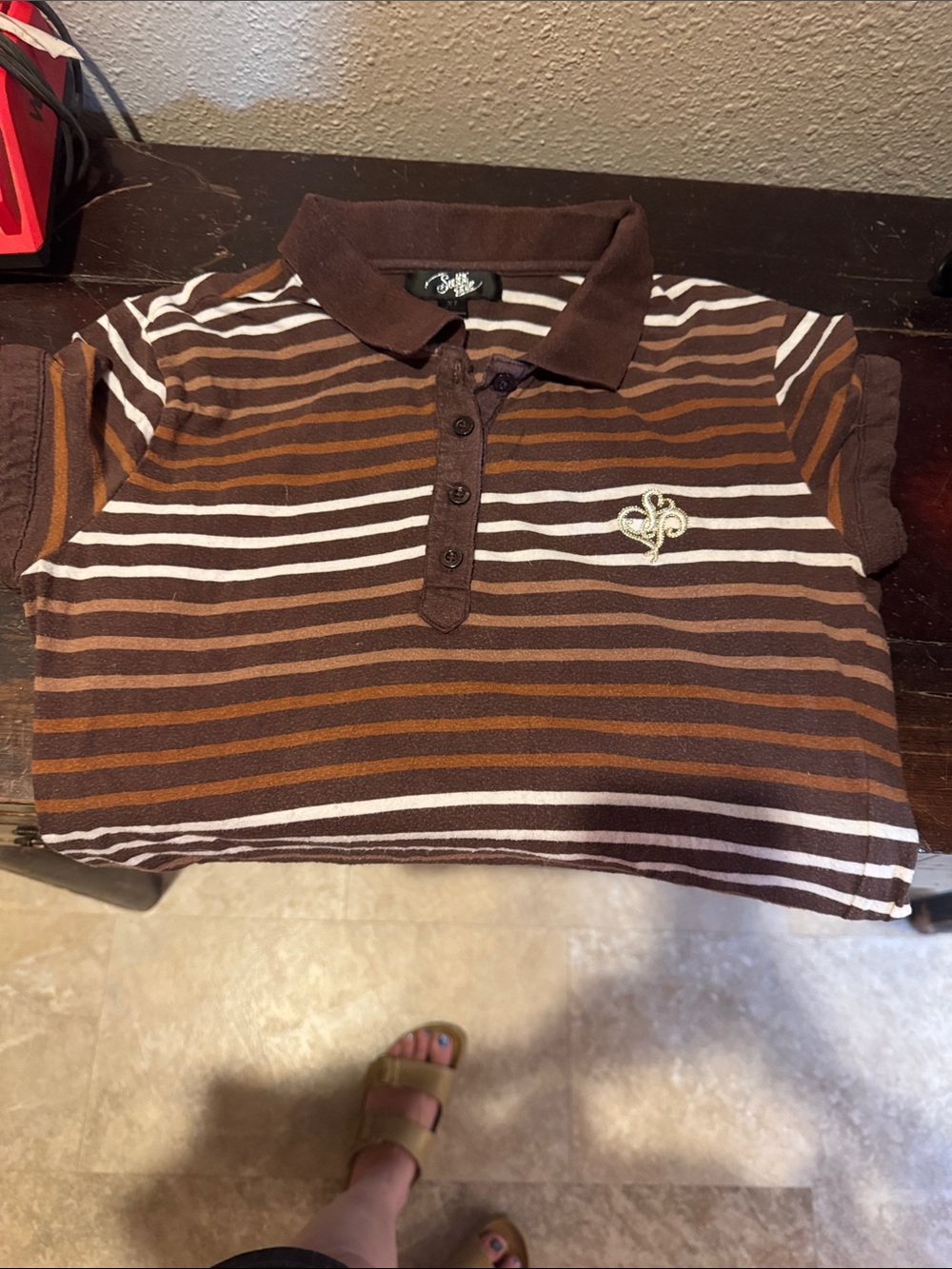 South Pole Brown, White & Tan Striped Kids Polo